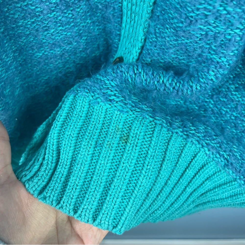 Free People Snow Drop Cardigan Slouchy Oversized Grandpa Sweater Size M Blue - Picture 12 of 15